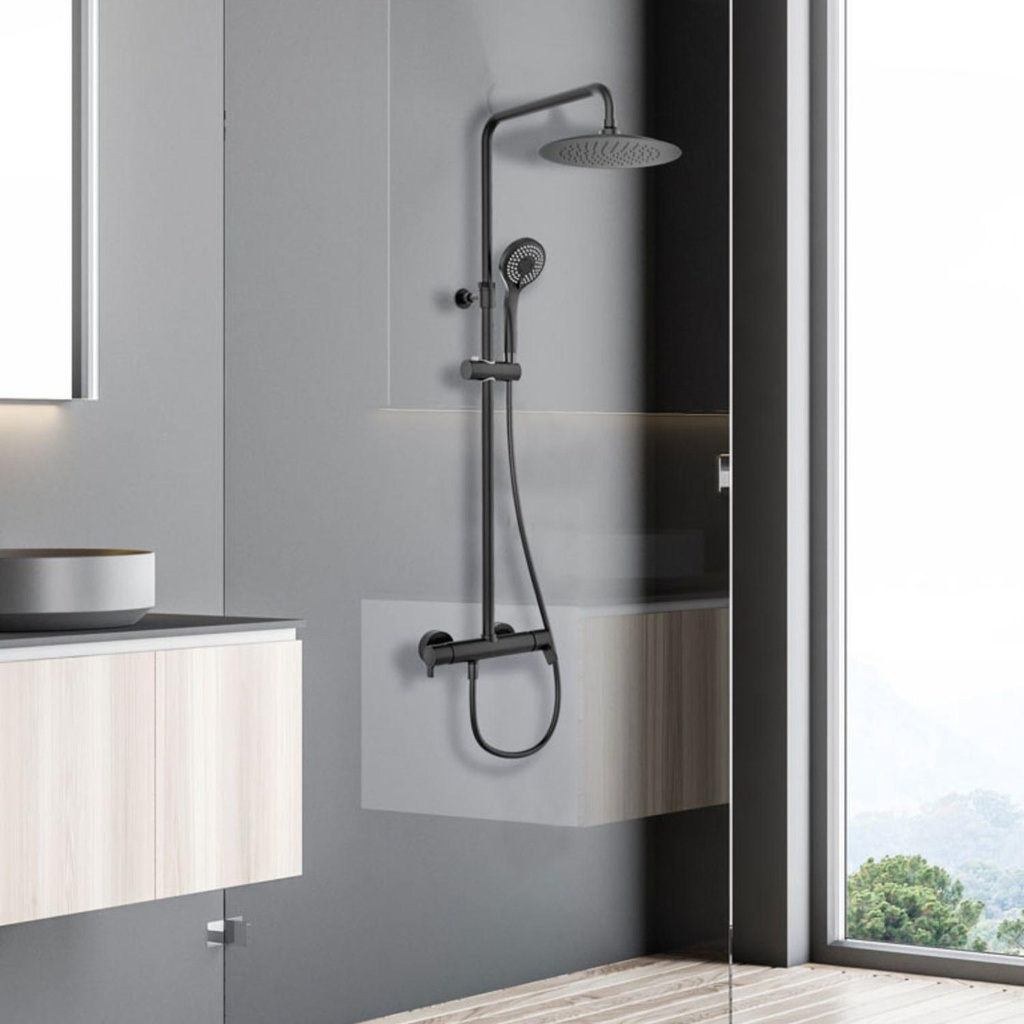 Columna De Ducha Blautherm Negro Mate