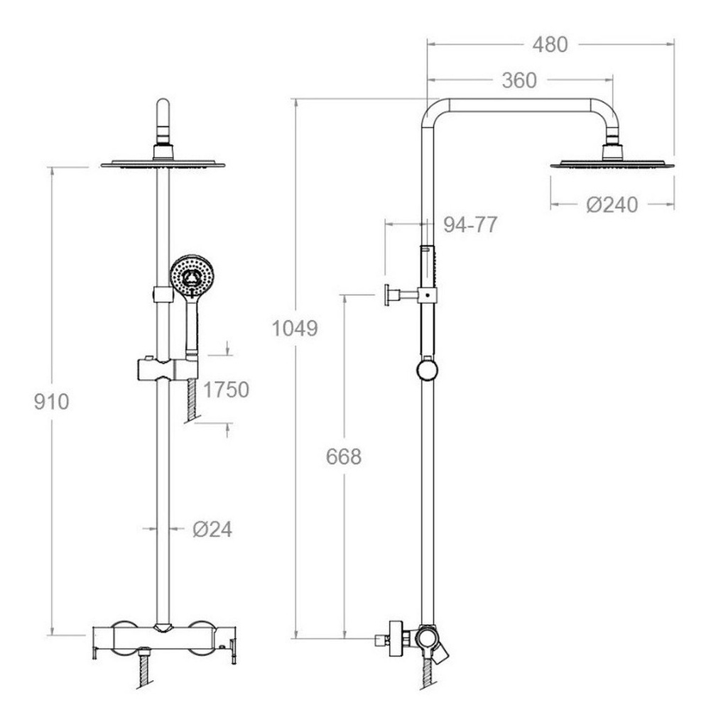 Columna De Ducha Blautherm Negro Mate
