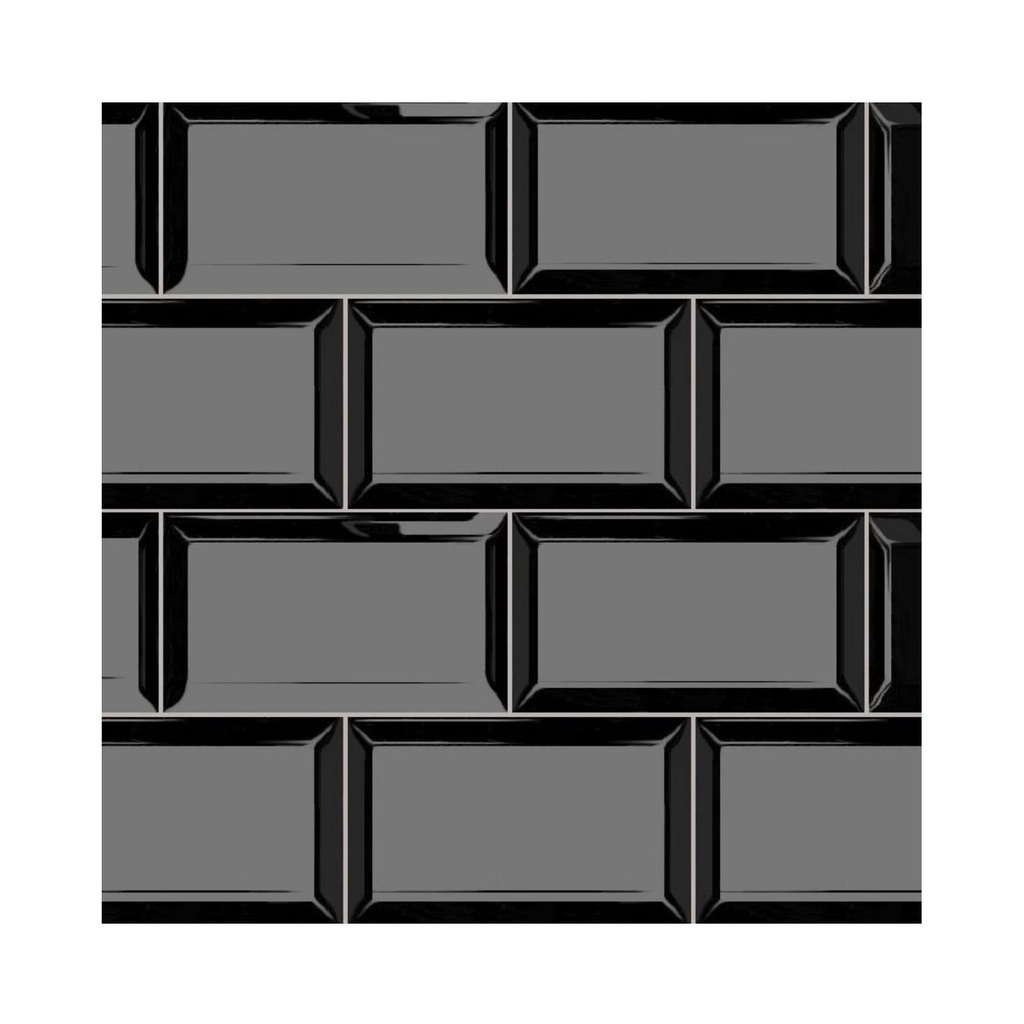 Ceramica Biselado Negro Brillante 7,5x15 cm
