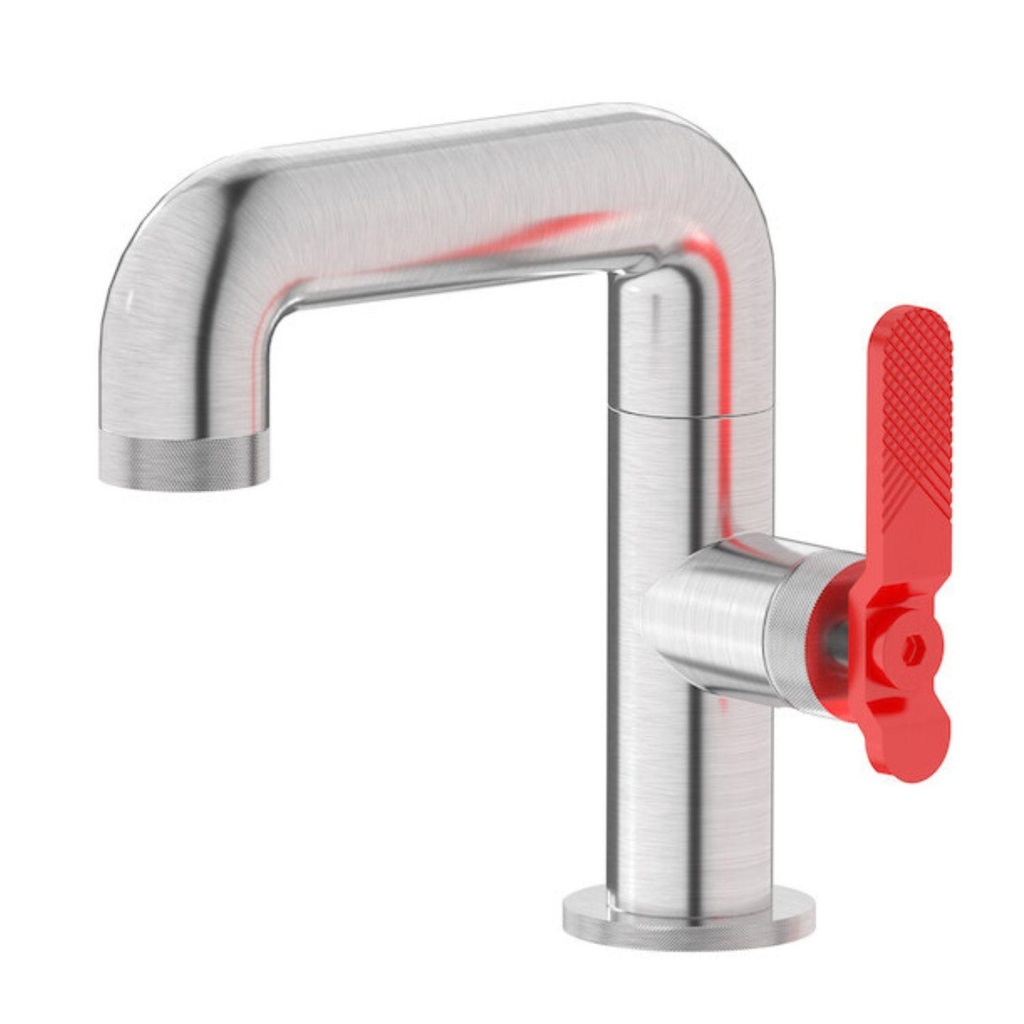 Grifería de Lavamanos Externo Bold Lever Níquel Manilla Roja 