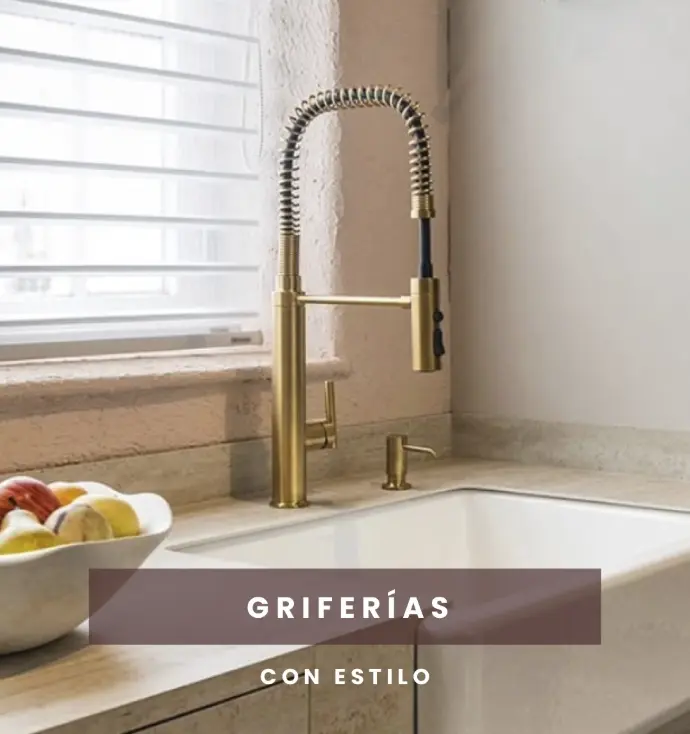 Grifería moderna dorada con estilo para cocina elegante