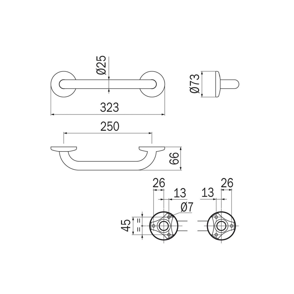 Barra de Seguridad Universal 25 cm Hotellerie Cromo
