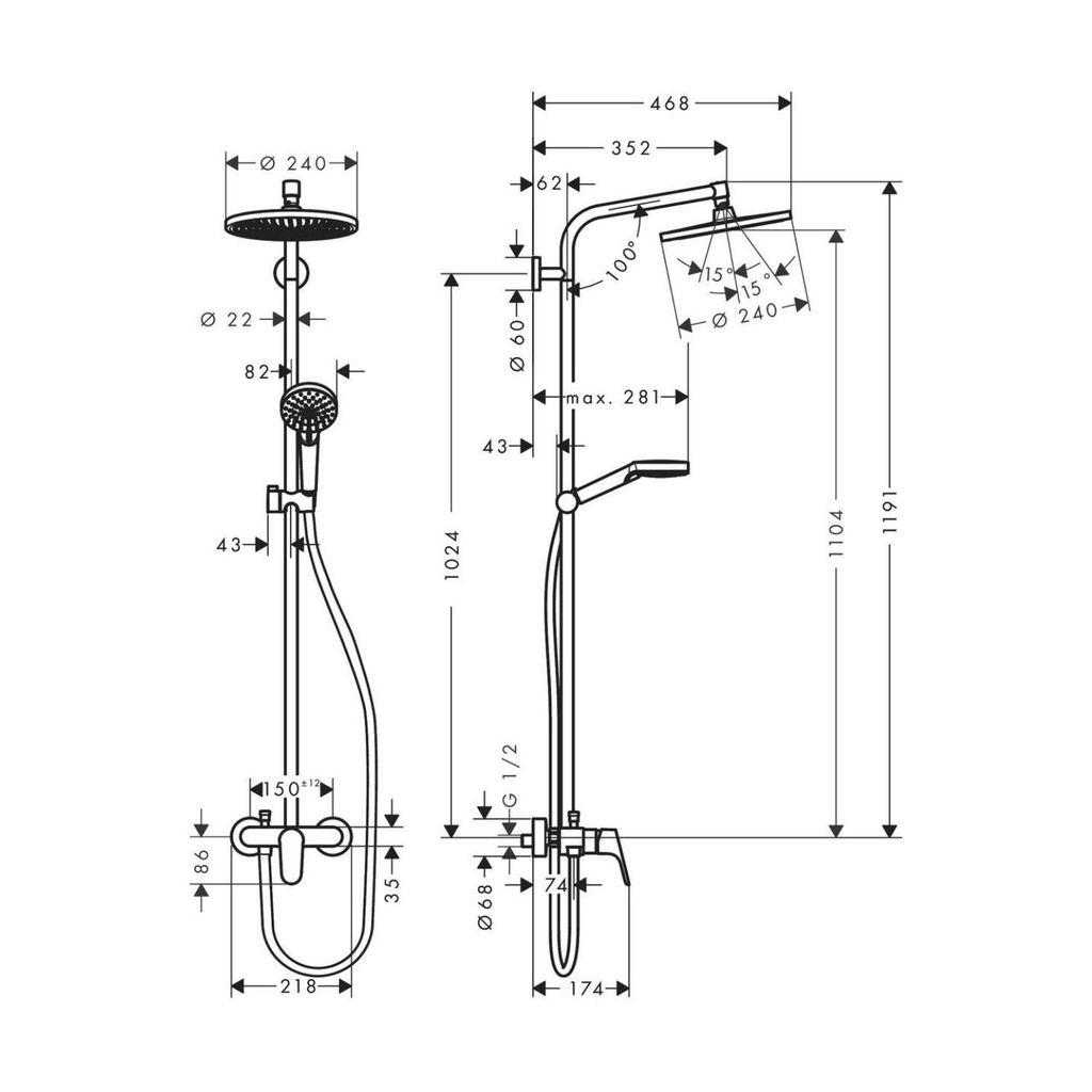 Columna de Ducha Crometta S Showerpipe 240 Cromo