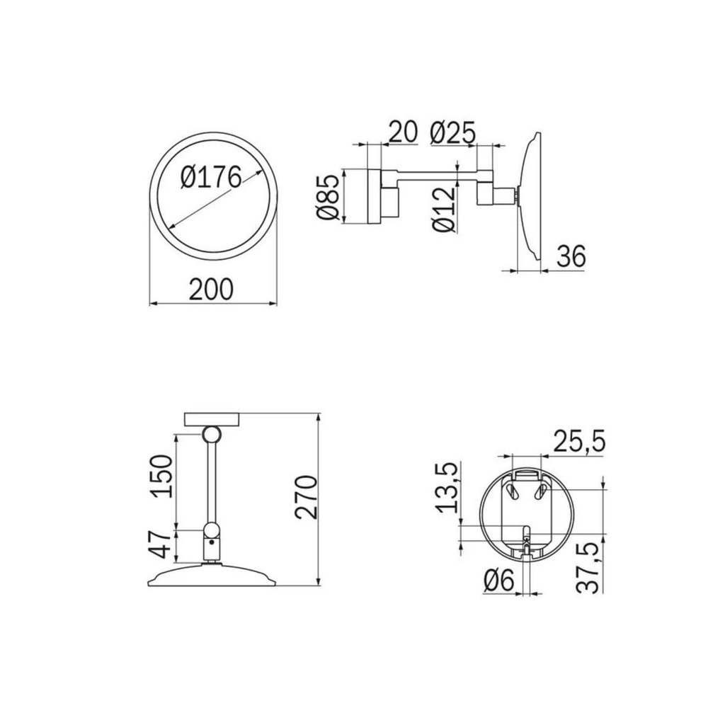 Espejo De Aumento Hotellerie Cromo con Brazo
