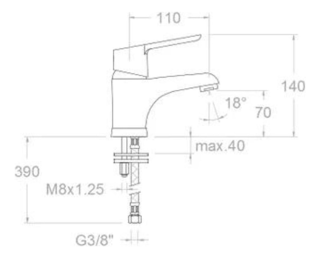 Griferia De Lavamanos Monomando Externo Aquanova Fly Cromo
