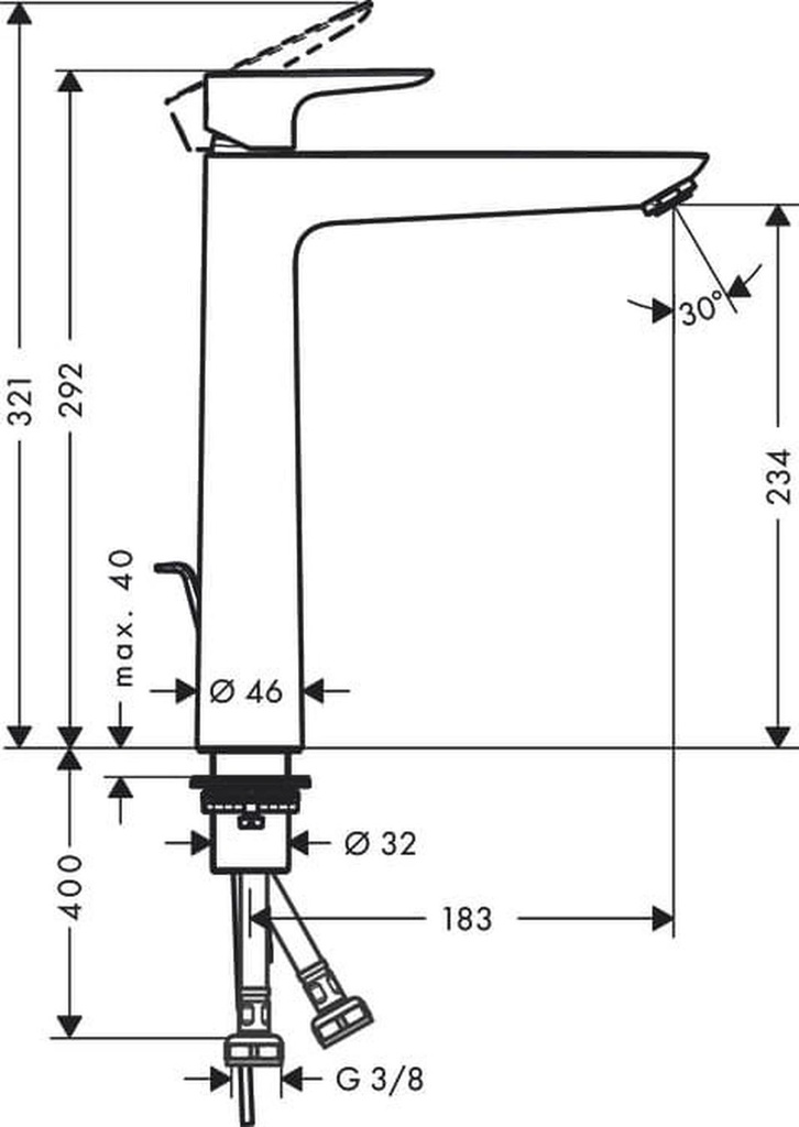 Grifería De Lavamanos Monomando Externo Talis Cromo Alta 29,2 cm
