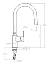 Grifería De Lavaplatos Rs-q Caño Alto Extraíble De 43 Cm
