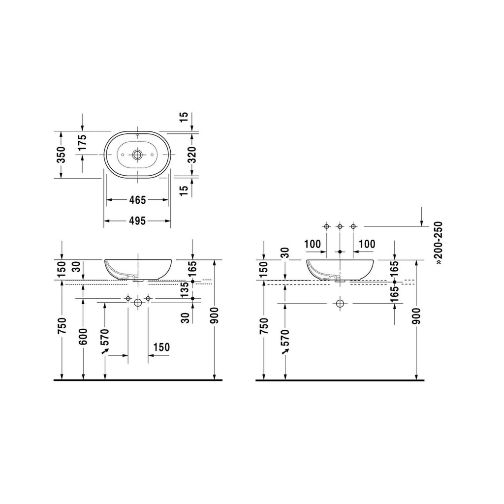 Lavamanos De Sobreponer Foster Ovalado 50x35.2 cm Blanco