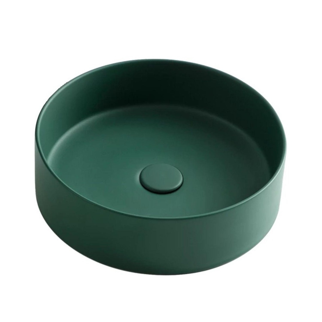 Lavamanos Sobreponer Circular Dark Green 35,5x35,5cm con Grifería Externa Black Mate