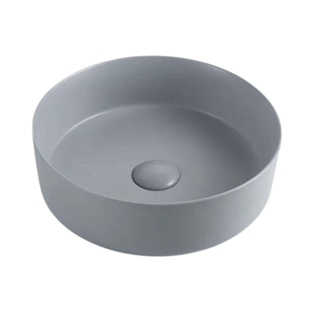 Lavamanos Sobreponer Circular Gris 35,5x35,5cm con Grif Externa black