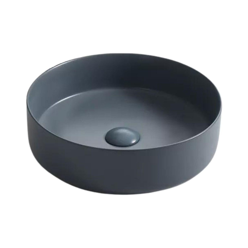 Lavamanos Sobreponer Circular Gris Oscuro 35,5x35,5cm con Grif Extern black