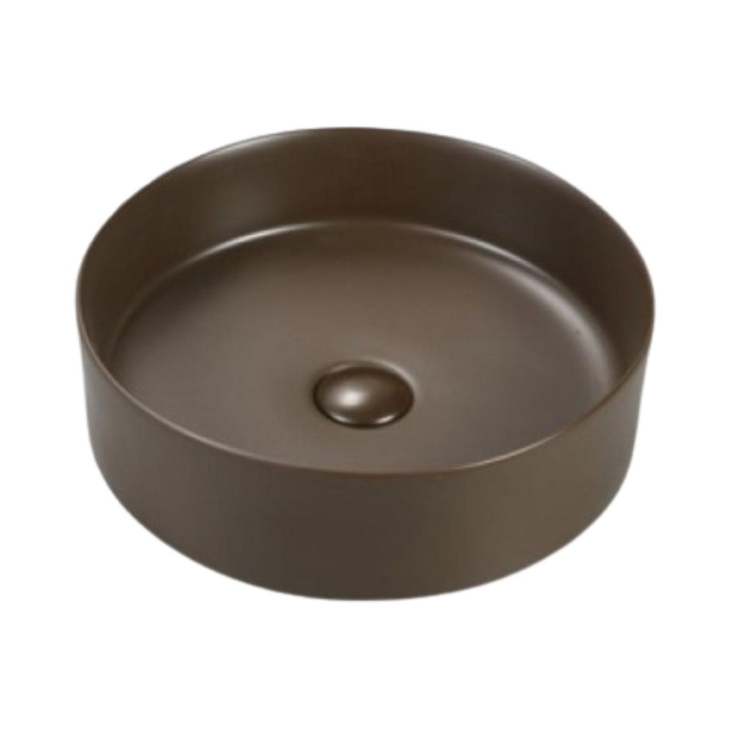 Lavamanos Sobreponer Circular Marron 35,5x35,5cm con Grif Externa Cromo