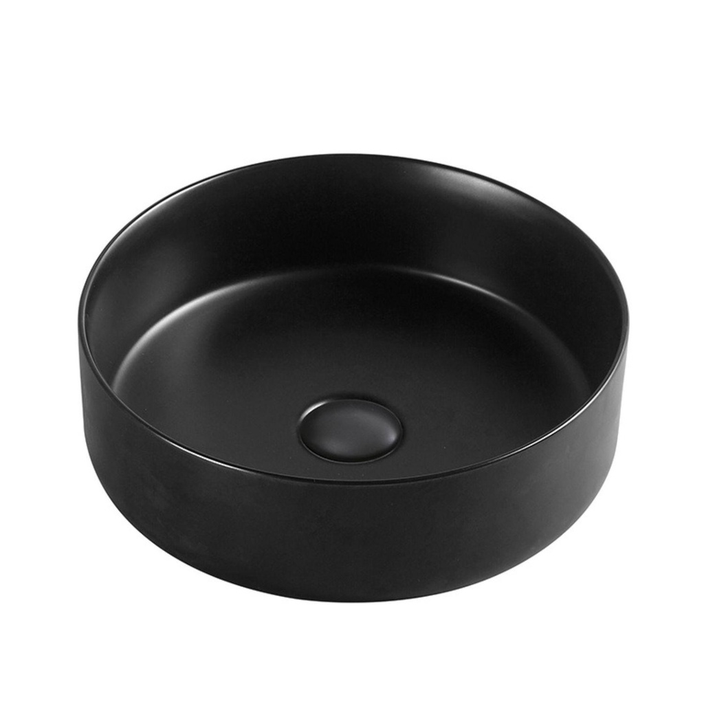 Lavamanos Sobreponer Circular Negro 35,5x35,5cm con Grifería Externa Black Mate
