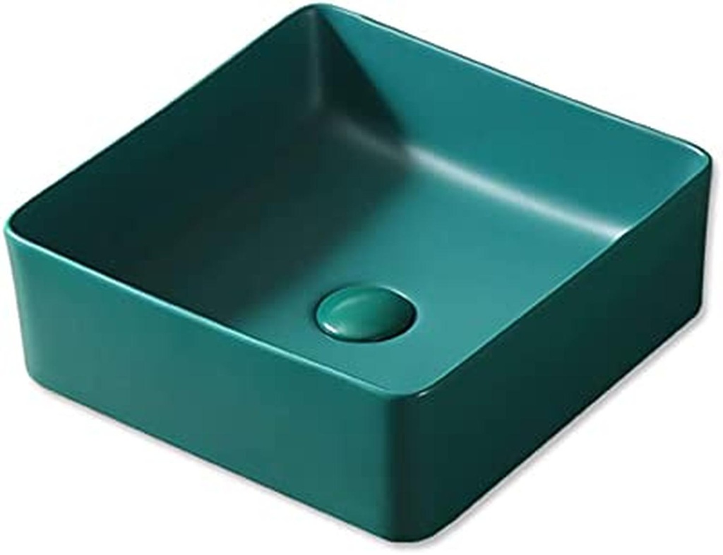 Lavamanos Sobreponer Cuadrado Verde Oscuro 36x36cm con Grifería Externa Black Mate