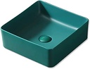 Lavamanos Sobreponer Cuadrado Verde Oscuro 36x36cm con Grifería Externa Black Mate