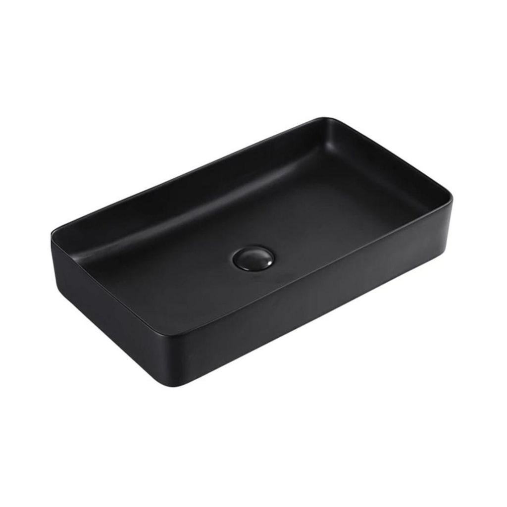 Lavamanos Sobreponer Rectangular Negro 60x34cm con Grifería Externa Black Mate