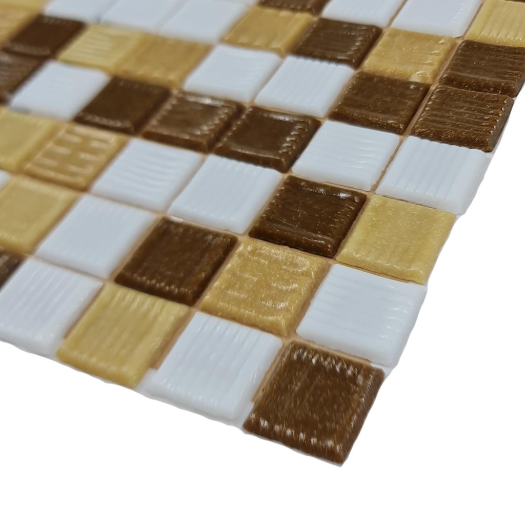 Mosaico de Vidrio en malla Venecita Jumbo Mod 6 Degradé Café 30x30MM