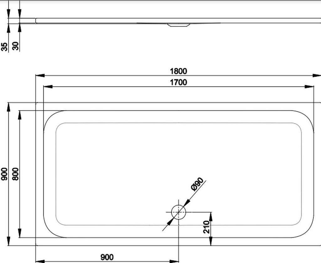 Receptáculo de Ducha BetteUltra 180x90 cm Blanco
