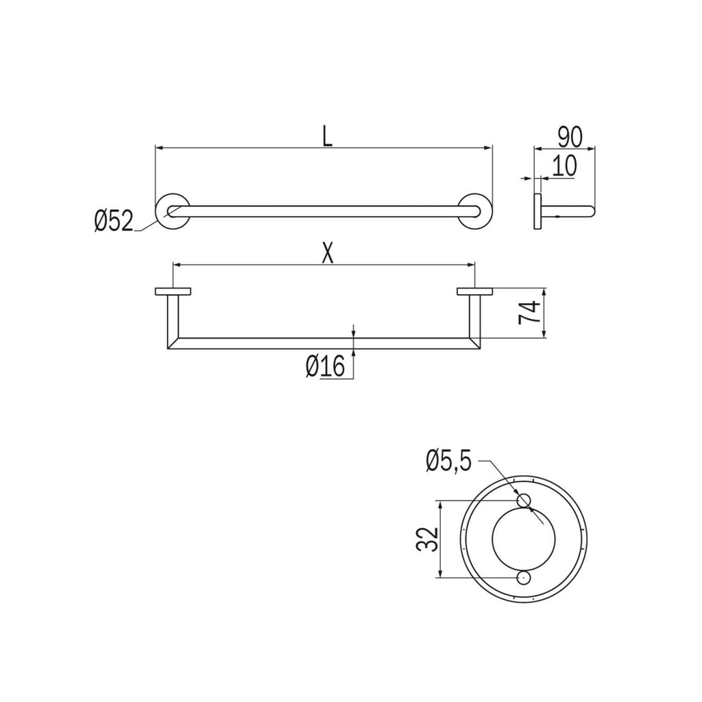 Toallero Barra 30 cm Gealuna Cromo