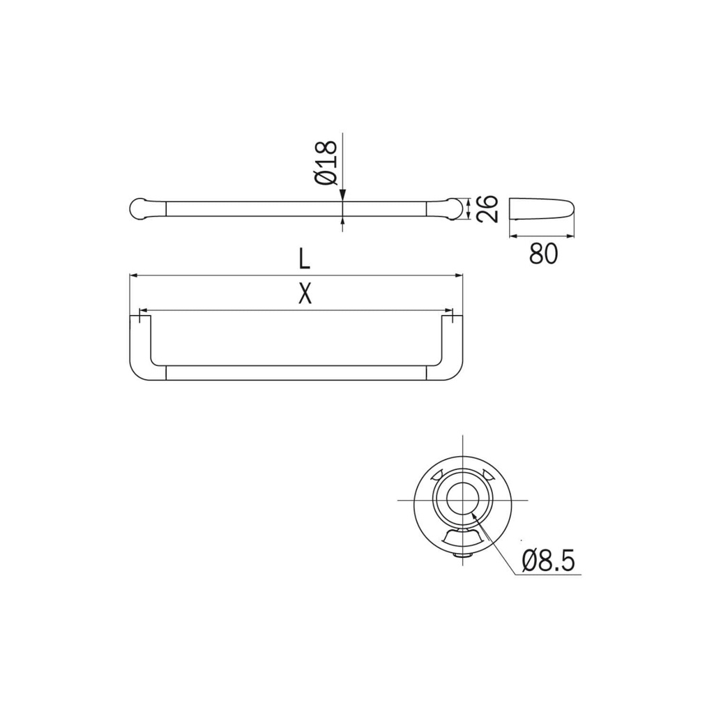 Toallero Barra 48 cm Ego Cromo