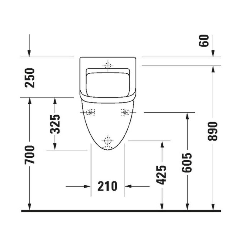 Urinario Starck 3 Duravit Alim. Post. Bco.