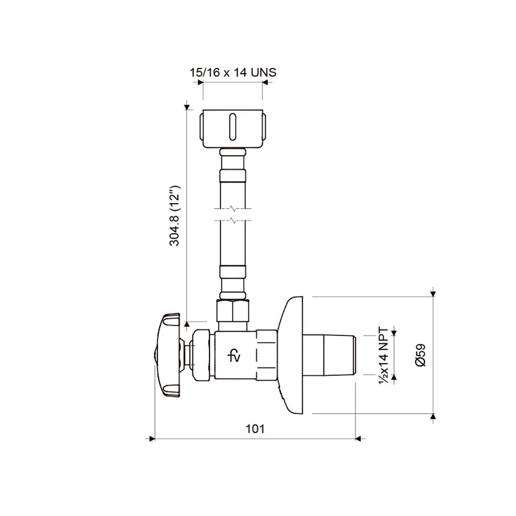 Conjunto Llave Angular Metálica con Flexible 12&quot; para Wc