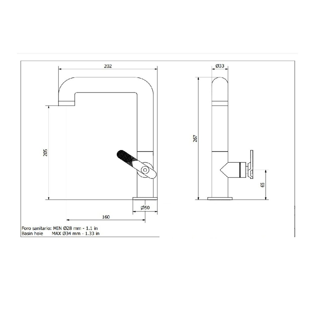 Grifería de Lavamanos Monomando Externo Bold Lever Níquel