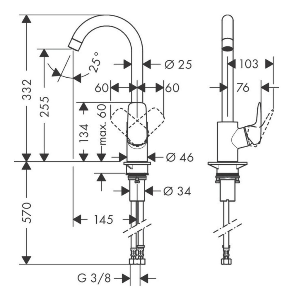 Grifería de Lavaplatos Logis Caño Alto 33,2 cm Cromo