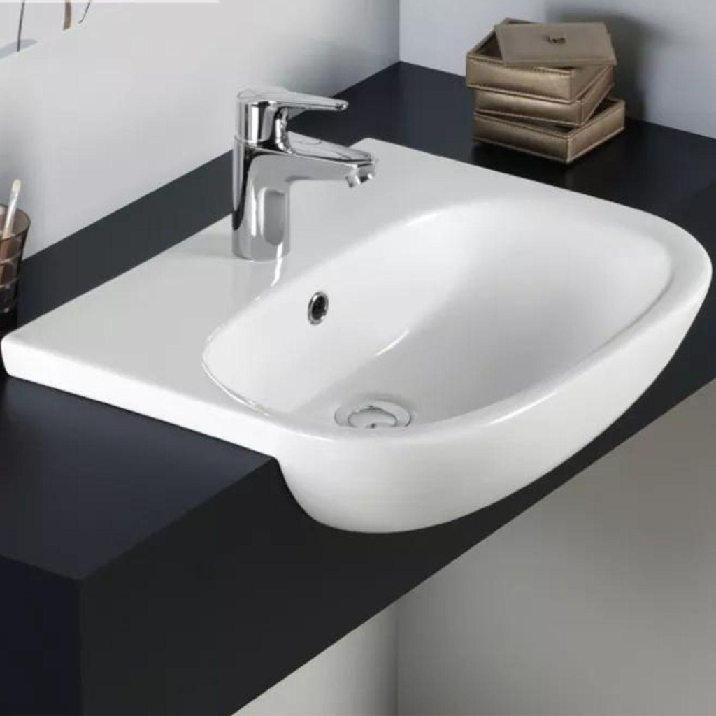 Lavamanos De Semi-Empotar D-Code Ovalado 55x44 cm Blanco