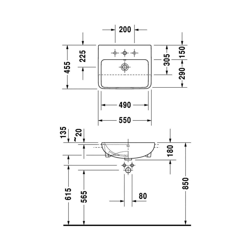 Lavamanos De Semi-Empotar Me By Starck Rectangular 55x45.5 cm Blanco
