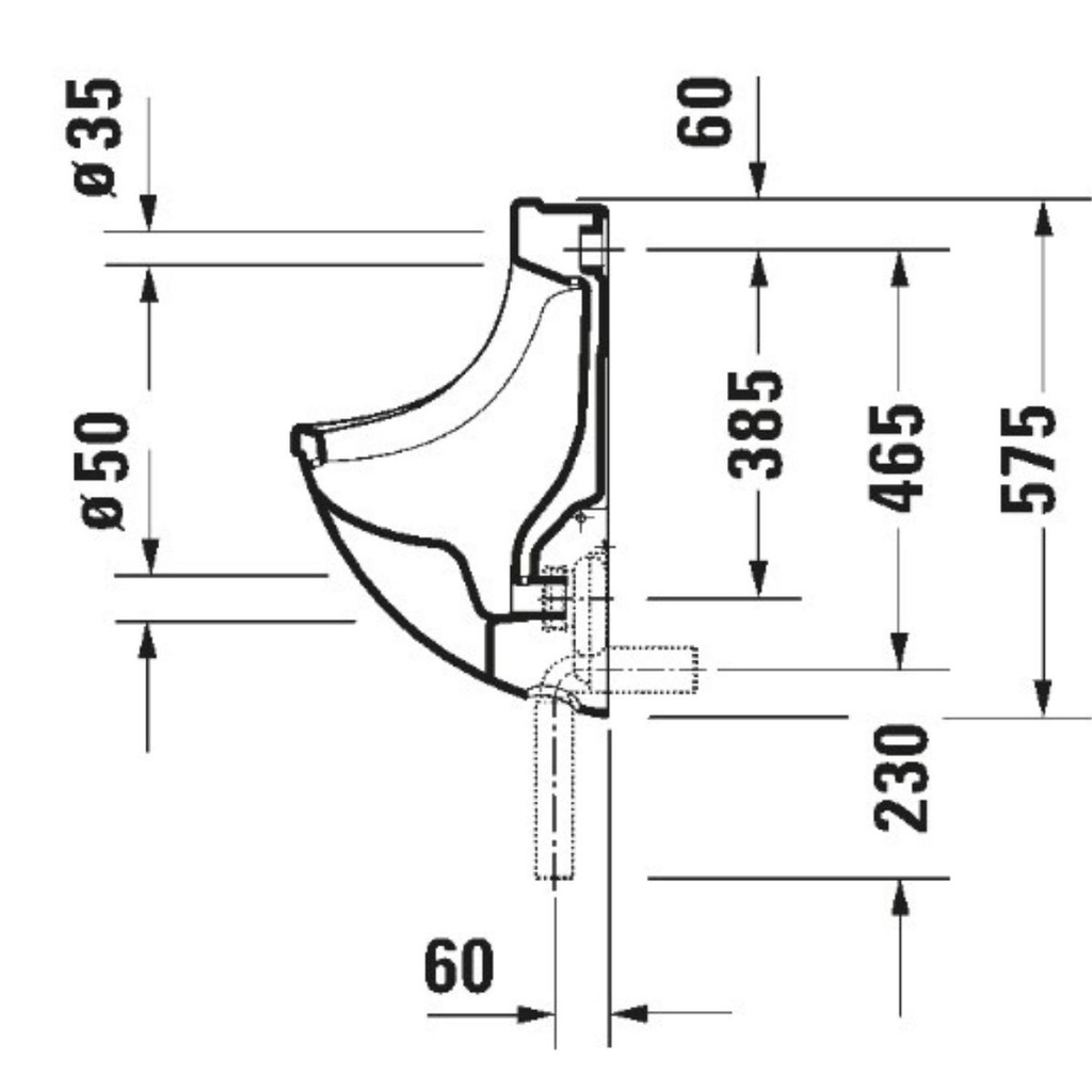 Urinario Starck 3 Duravit Alim. Post. Bco.