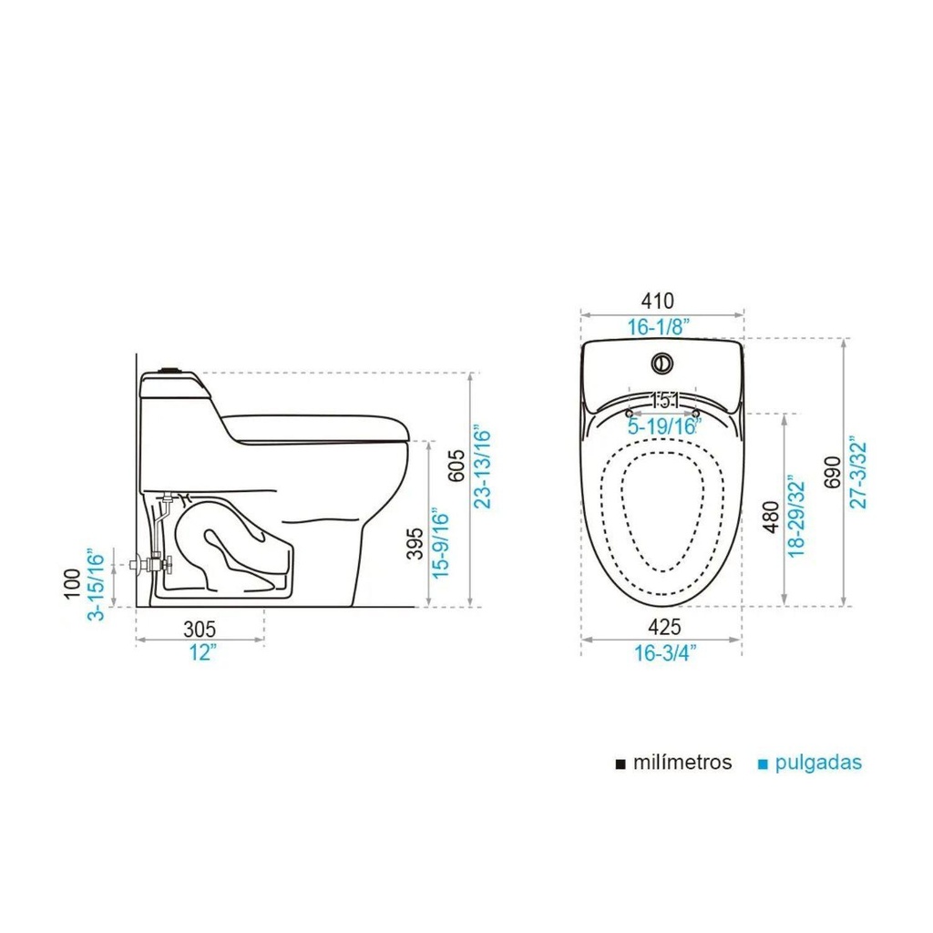 Wc One Piece Alargado Descarga a Piso Monaco Dual Flush Tapa Soft Close