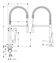 Grifería de Lavaplatos Monomando Externo Citterio Cromo Brillante Caño Extra Alto Extraíble 63,7 cm