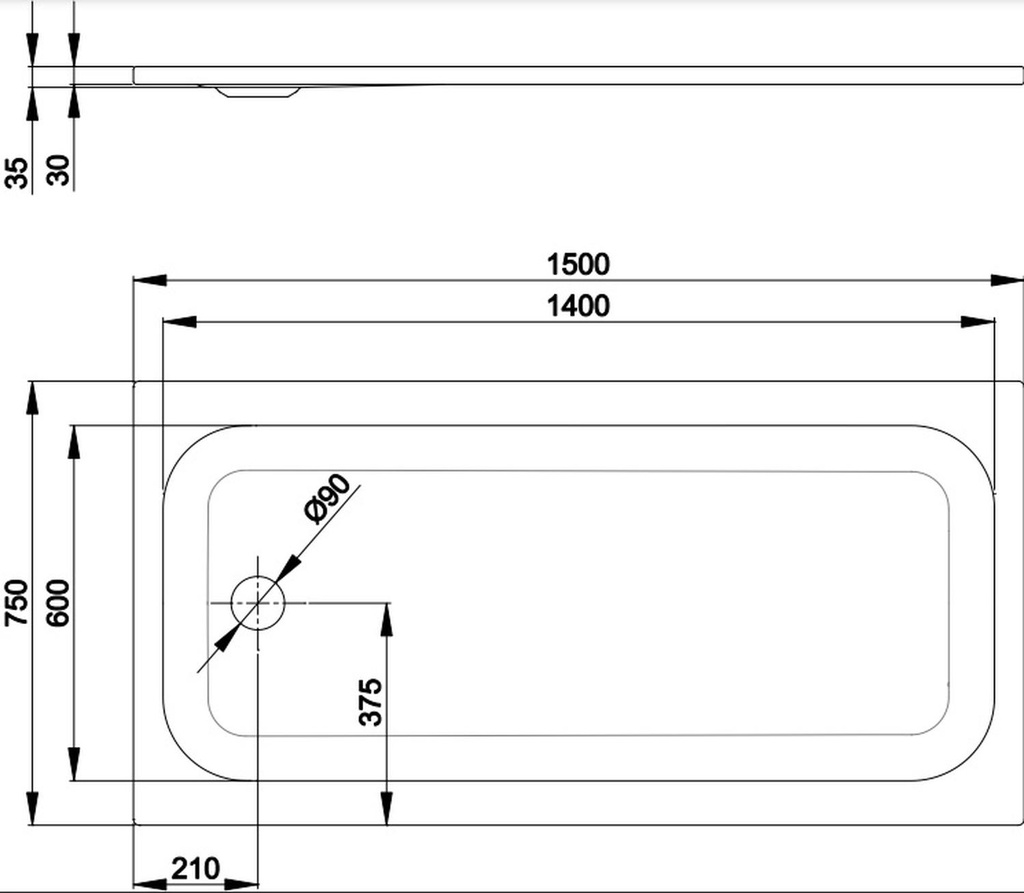 Receptáculo de Ducha BetteUltra 150x75 cm Blanco