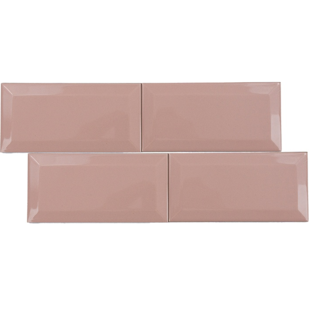 Porcelanato Biselado Rosa Brillo 7,5X15 1Cj=0,6818