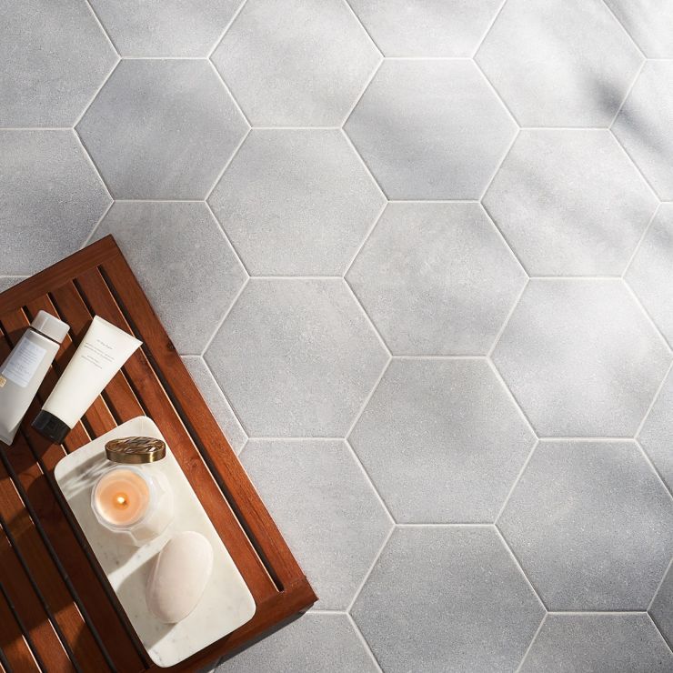 Porcelanato Hexagonal Gris Mate 17x19,50 cm