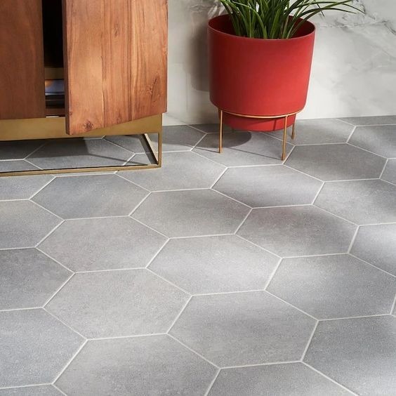 Porcelanato Hexagonal Gris Mate 17x19,50 cm