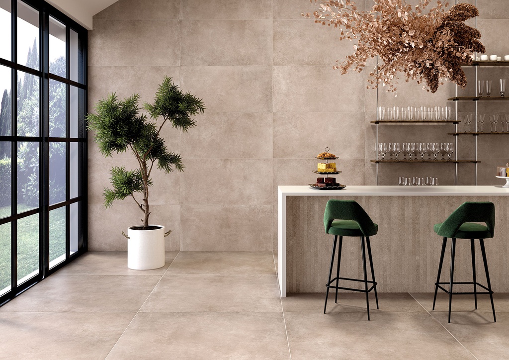 Porcelanato Continental Millerighe Taupe Mate Rectificado 122,2x122,2 cm