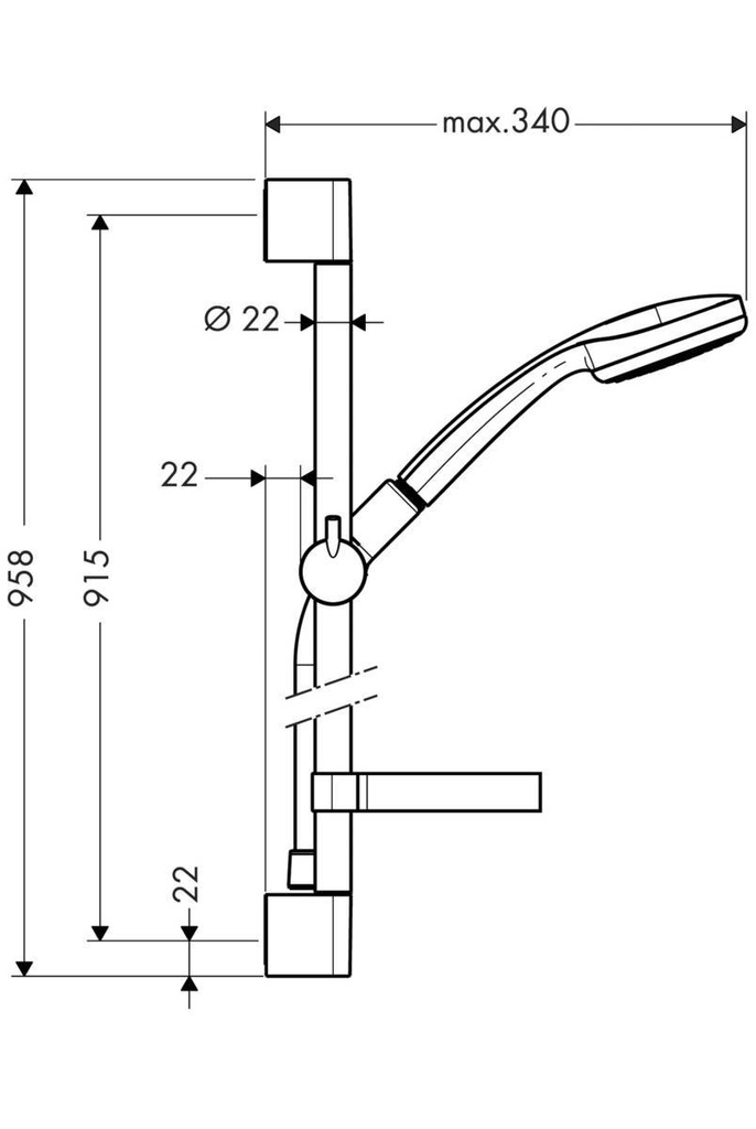 Barra de soporte para ducha Universal Croma Móvil Metálico Cromo Brillante 90 cm 100 1 JET