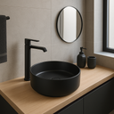 Lavamanos Sobreponer Circular Negro 35,5x35,5cm con Grifería Externa Black Mate