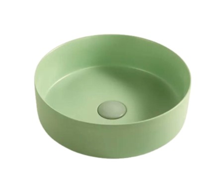 Lavamanos Verde Circular 35,5x35,5cm con Griferia Alexia Oro