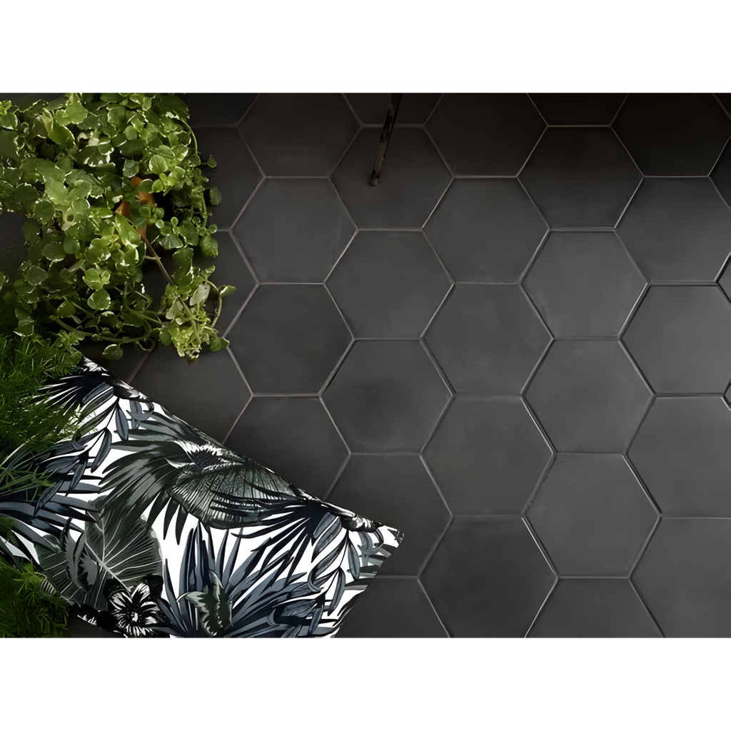 Porcelanato Hexagonal Cement Black 17x19,50 cm