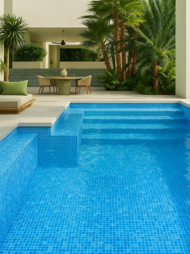 Mosaico De Vidrio En Malla Niebla Mar Brillante 33.33x33.33 cm