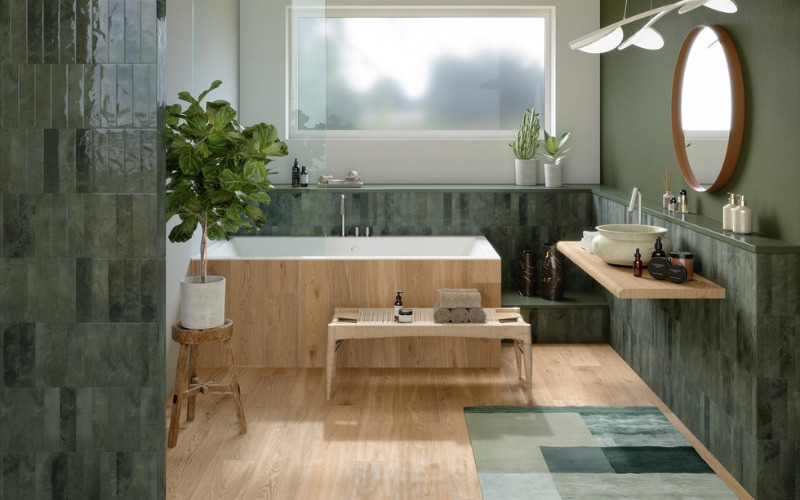 Porcelanato Miniature Soda Verde Malva Brillante 6x24cm 