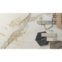 Porcelanato Scultorea Calacatta Oro Fino Mate Rectificado Hexagonal 25x21,6cm 