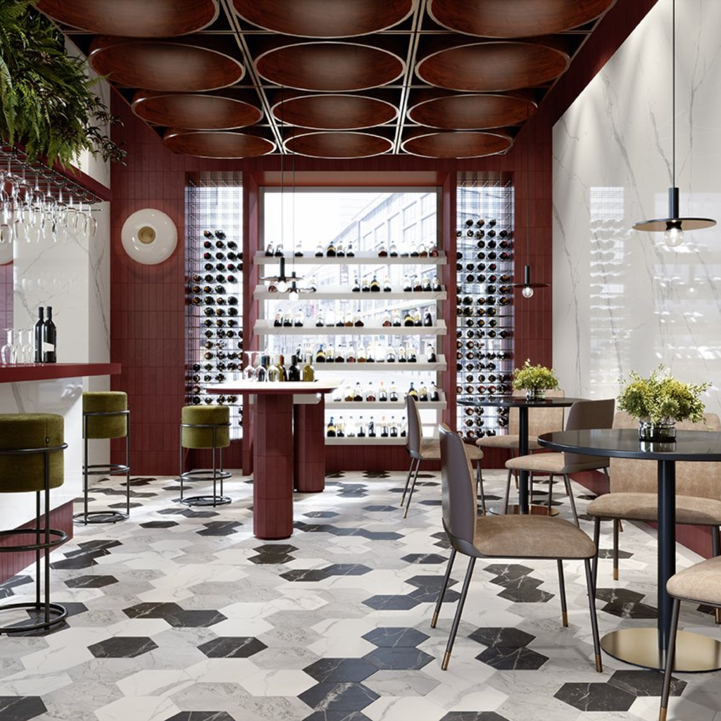 Porcelanato Scultorea Dark Diamond Mate Rectificado Hexagonal 25x21,6cm