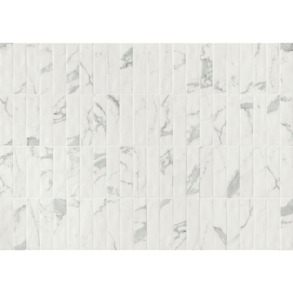 Porcelanato Scultorea Statuario Vena Argento Mate Rectificado 6x24cm