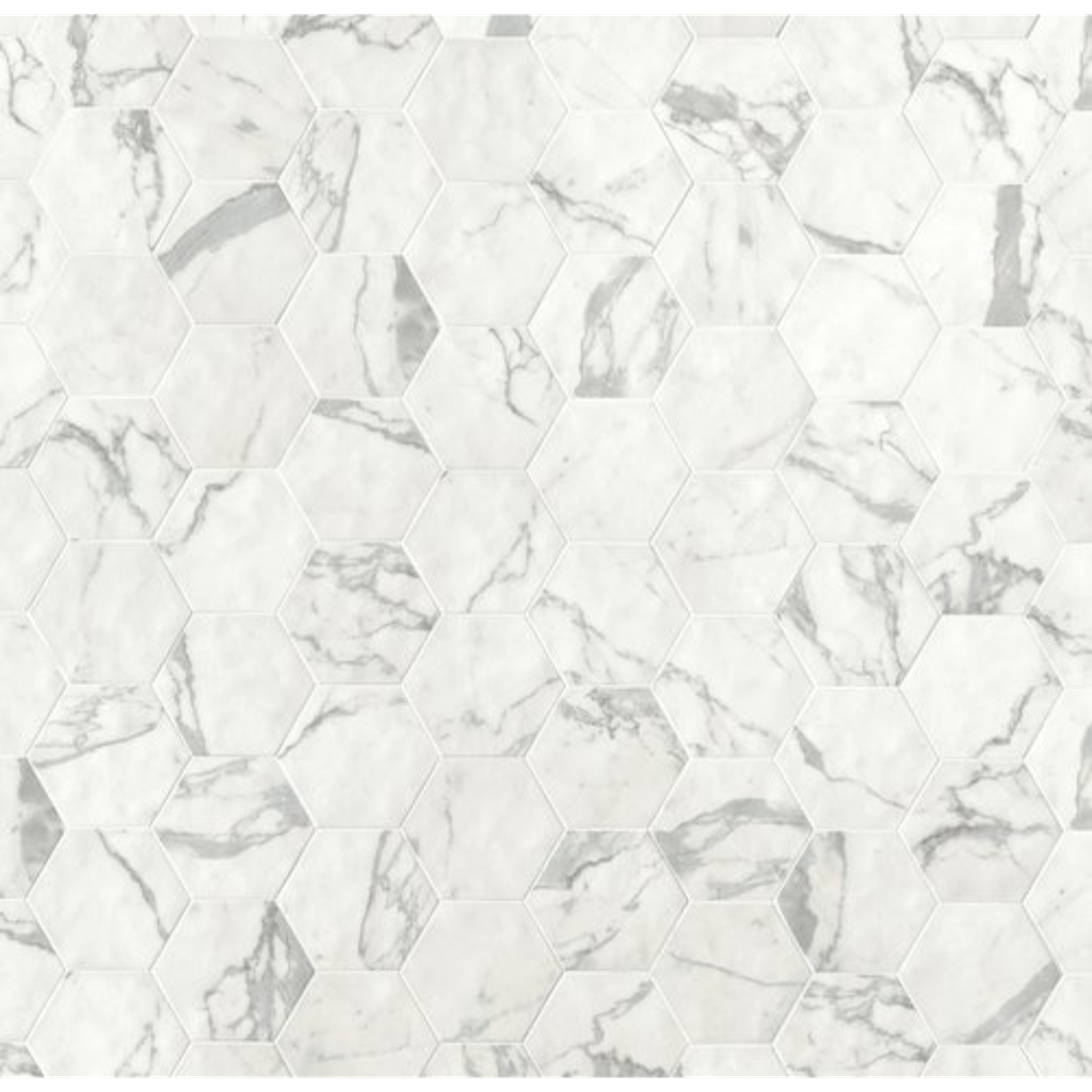 Porcelanato Scultorea Statuario Vena Argento Mate Rectificado Hexagonal 25x21,6cm 