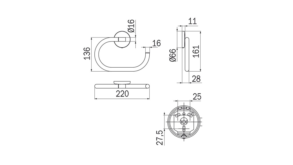Toallero Argolla Hotellerie 16x22 cm Cromo