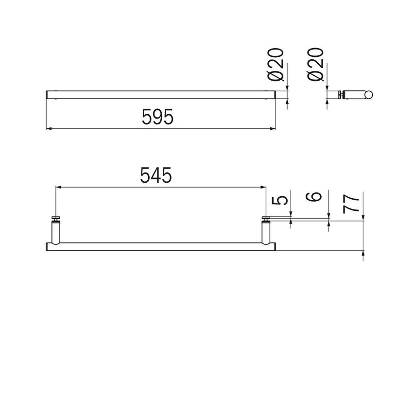 Toallero Barra Touch para Vidrio 60 cm Cromo